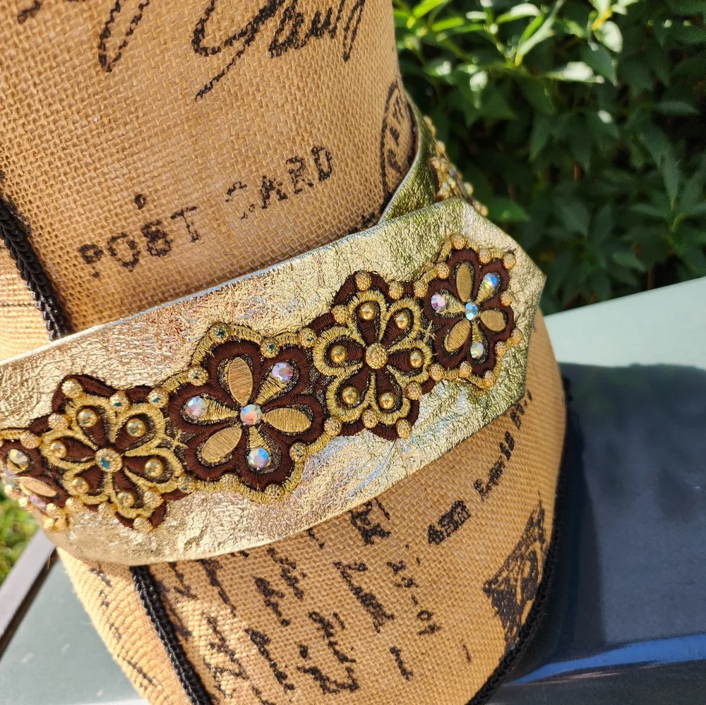 Vintage Gold Lamé‎ Appliqué Belt S - Picture 5 of 10